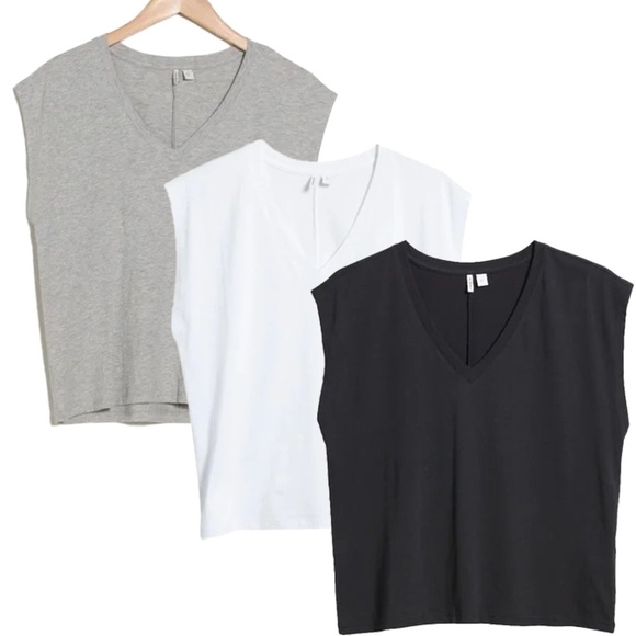3 Nordstrom Boxy Tees - XL - Black, White, Grey - Picture 1 of 11